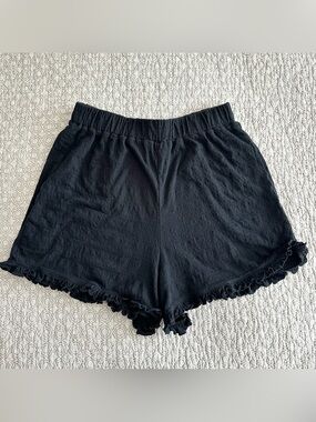Free People Beach Black Ruffle Hem Shorts Pockets Size M